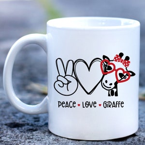 Peace Love Giraffes, Giraffe Lovers Gift, Giraffe Gifts, Giraffe Mug, Giraffe Decor, Cute Giraffe Gift, Silly Giraffe, Cute Giraffe Mug