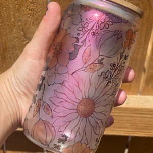 Floral Iced Coffee Glass 16oz Glass Can Lid Straw Cute Coffee Cup for Women Friends Bridesmaids Mom