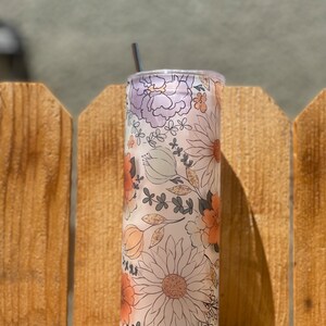 Floral Iced Coffee 20oz Glass Tumbler with Lid Straw Cute Coffee Cup for Women Friends Bridesmaids Mom