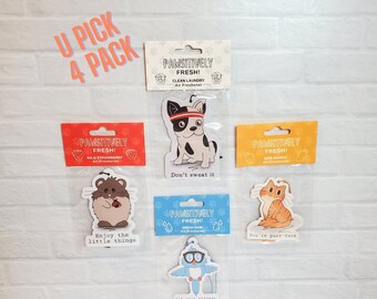 Pet Car Air Fresheners with Animal Designs and Fresh Scents - 4 Pack