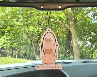 Pet Car Air Freshener - Party Dress Scent - Hello Beautiful Cat Design