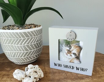 Who Saved Who? Rescue Pet Personalized Photo Frame