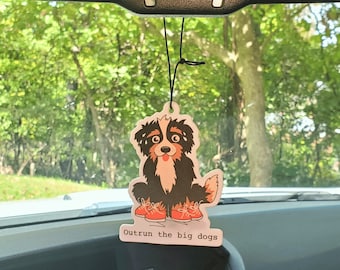 Pet Car Air Freshener - Black Freeze Scent - Outrun The Big Dogs Dog Design