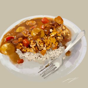 Katsu Curry in Beige and Charcoal