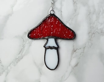 Mushroom Stained Glass Suncatcher Rear View Mirror Car Charm