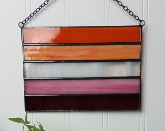 Lesbian Pride Flag Stained Glass Suncatcher