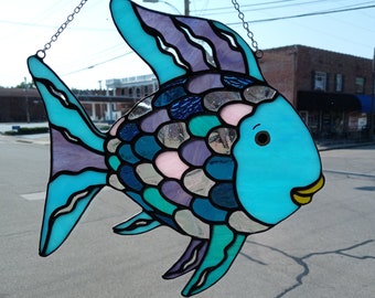 Rainbow Fish Stained Glass Suncatcher