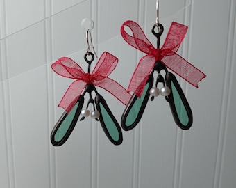 Mistletoe Stained Glass Earrings