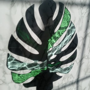 Multicolored Monstera Leaf Stained Glass Suncatcher image 8