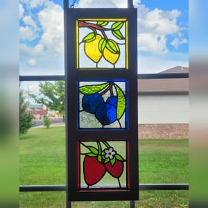 Fruit Trio Framed Stained Glass Suncatcher