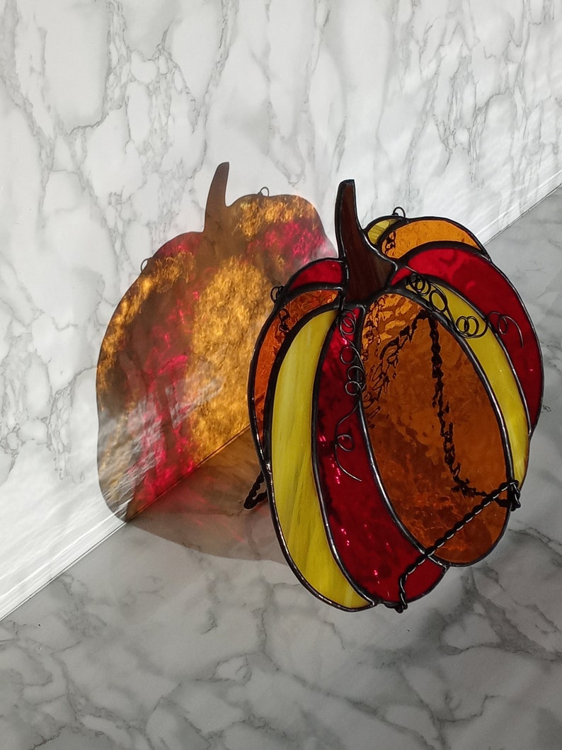 Stained Glass Pumpkin Suncatcher Etsy