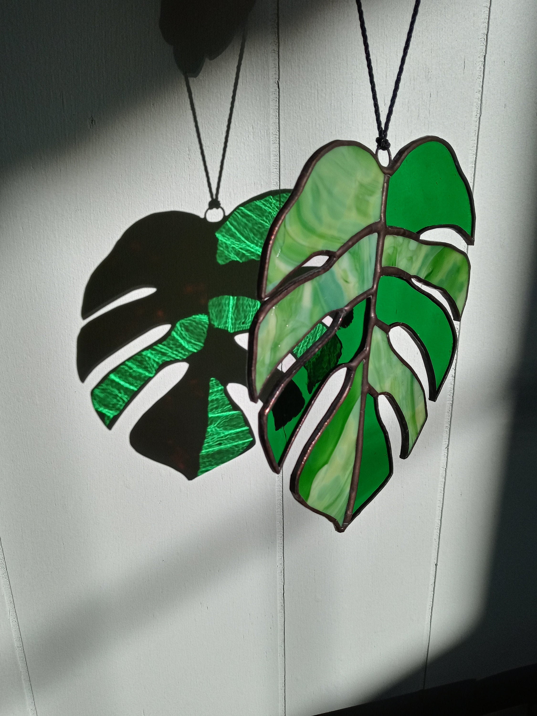 Monstera Leaf Stained Glass Suncatcher Etsy