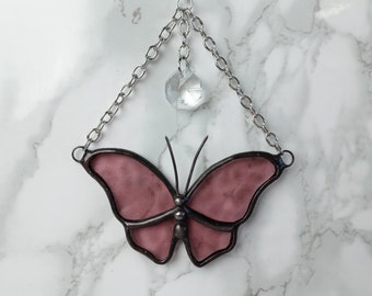 Butterfly Stained Glass Suncatcher Rear View Mirror Car Charm