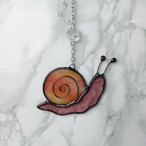 Snail Stained Glass Suncatcher Rear View Mirror Charm