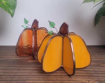 Sculpture de citrouille en vitrail 3D