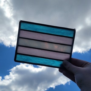 Transgender Pride Flag Stained Glass Suncatcher