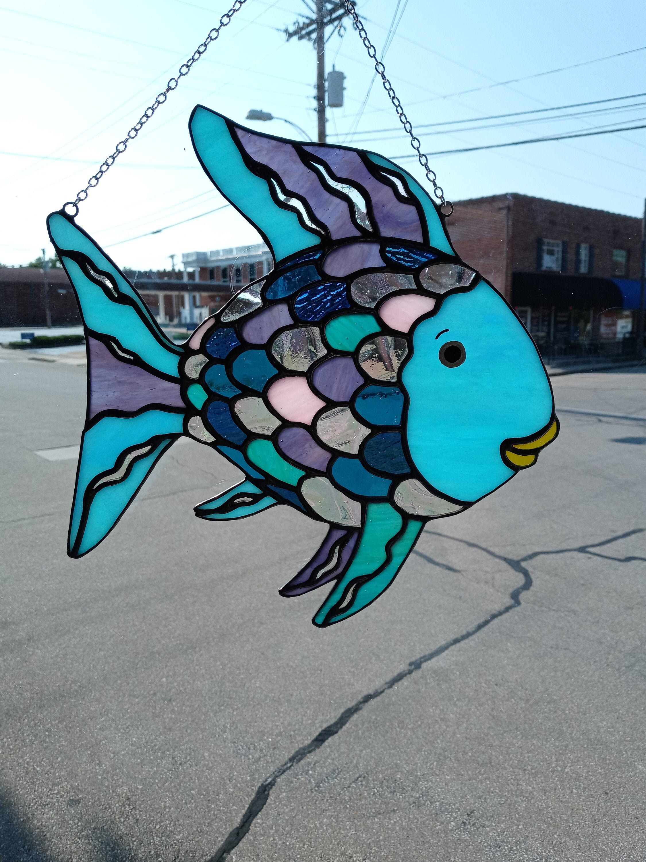 Rainbow Fish Stained Glass Suncatcher Etsy