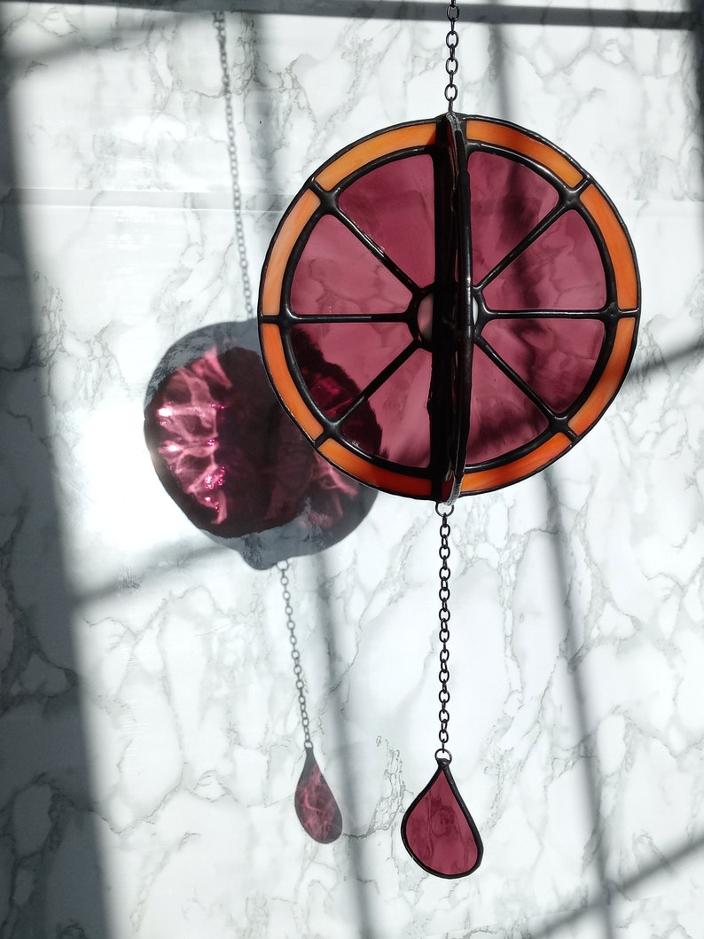 Fruit Slice Stained Glass Spinner Suncatcher Etsy