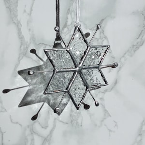 Small Snowflake Stained Glass Suncatcher Ornament Clear