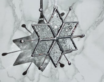 Small Snowflake Stained Glass Suncatcher Ornament