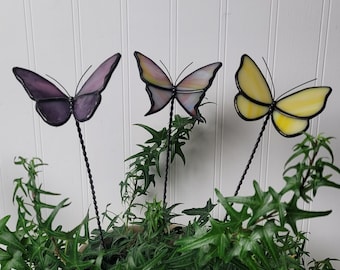 Butterfly Stained Glass Plant Stake