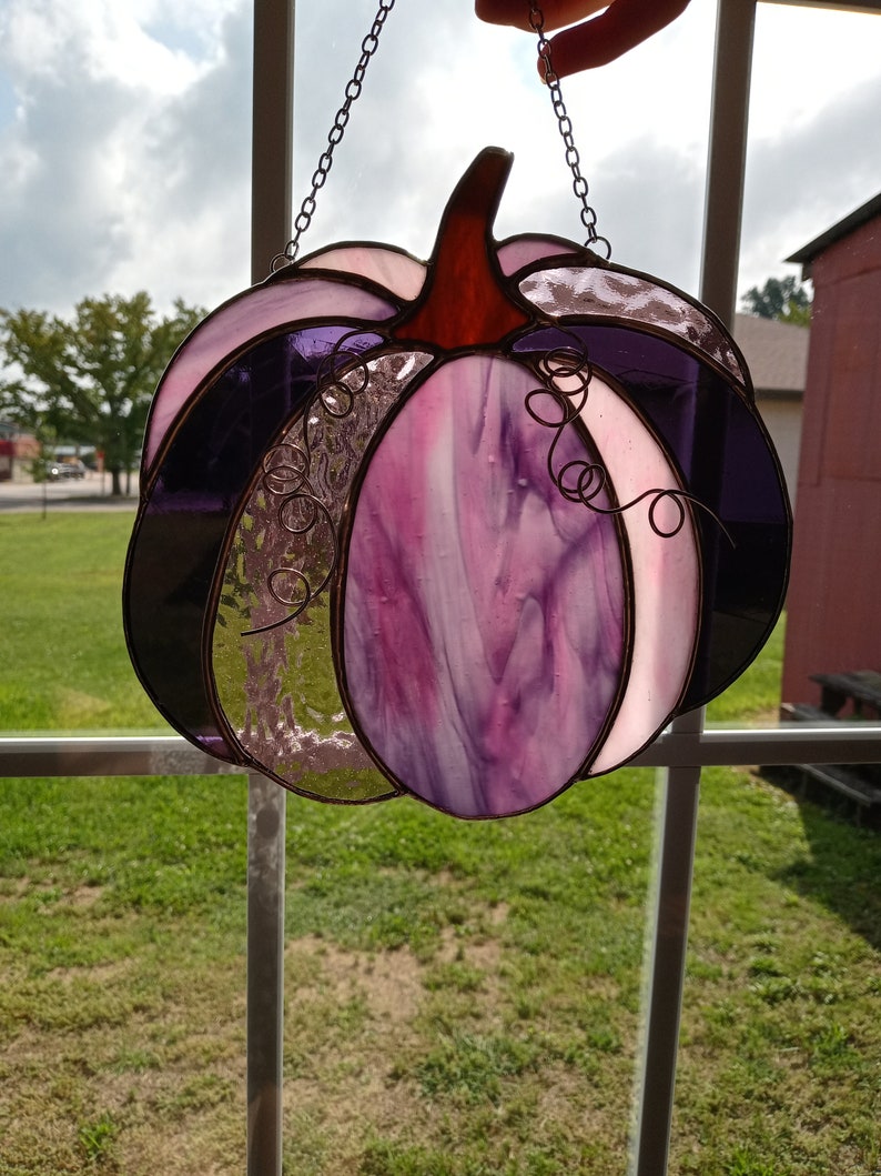 Stained Glass Pumpkin Suncatcher Etsy