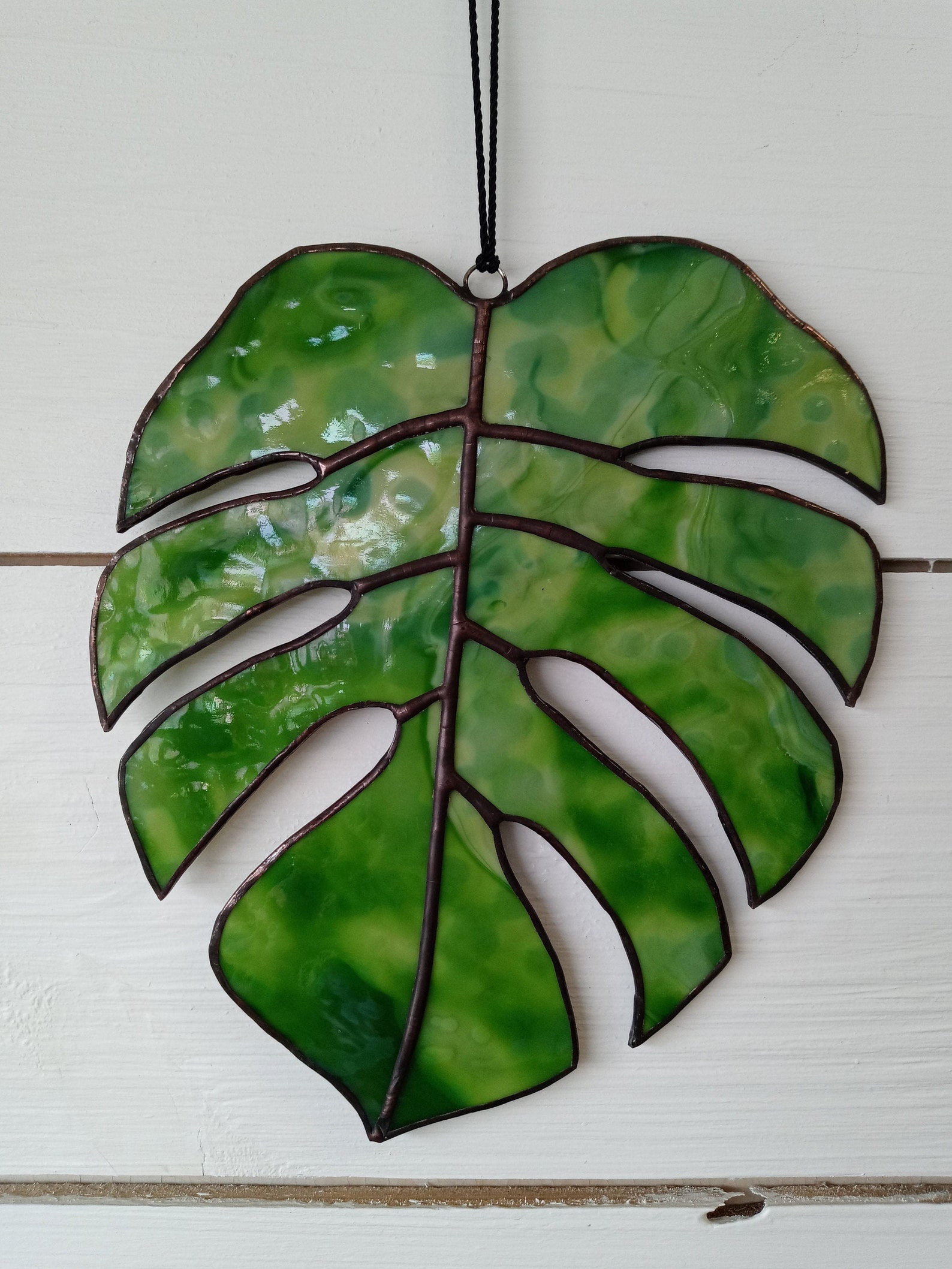 Monstera Leaf Stained Glass Suncatcher Etsy