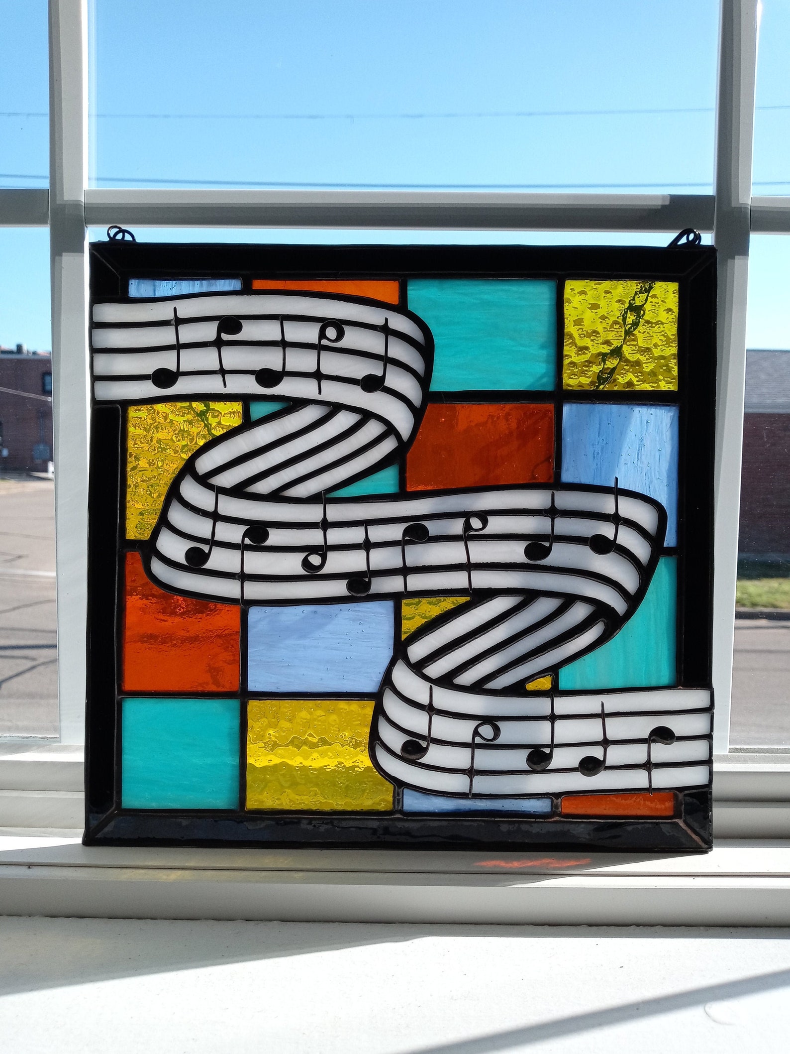 Music Staff Stained Glass Suncatcher Panel Etsy UK