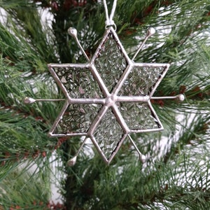 Small Snowflake Stained Glass Suncatcher Ornament image 3