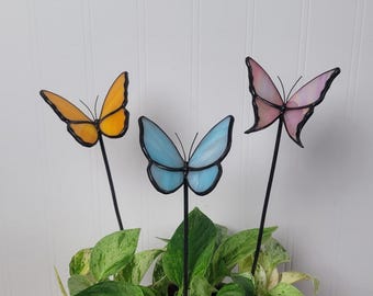 Butterfly Stained Glass Plant Stake