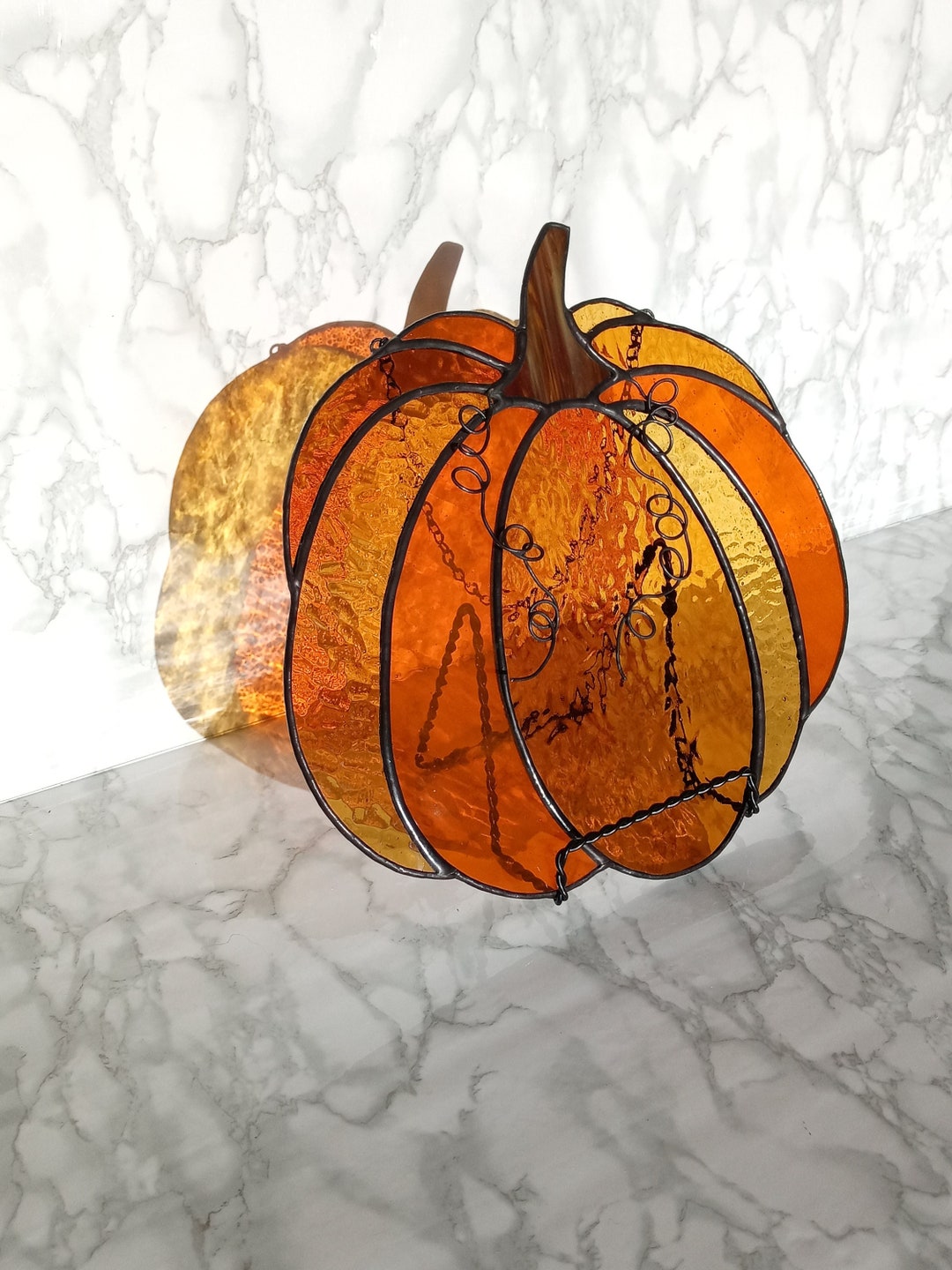XL Stained Glass Pumpkin Suncatcher Etsy