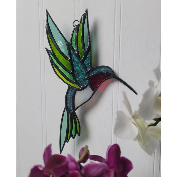 Scrap Glass Hummingbird Stained Glass Suncatcher