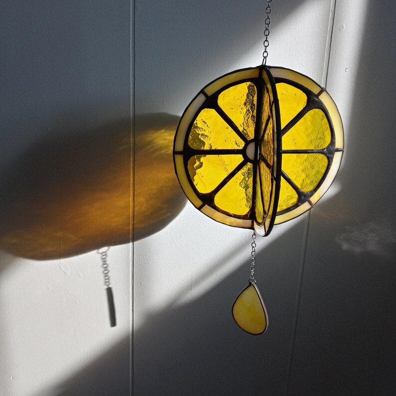 Fruit Slice Stained Glass Spinner Suncatcher Etsy