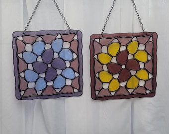 Oma Square häkeln Glasmalerei Suncatcher