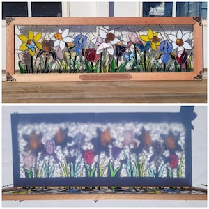 Efflorescent Garden Framed Stained Glass Panel