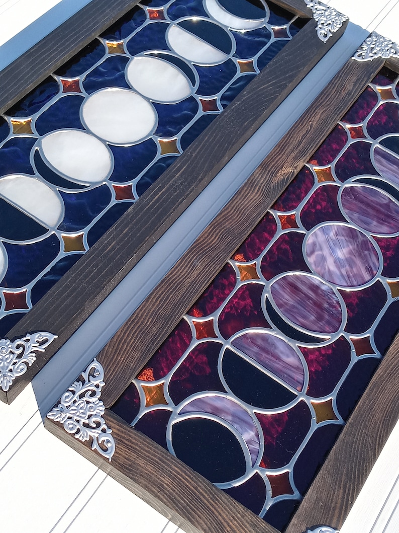 Moon Phases Framed Stained Glass Suncatcher Panel - Etsy