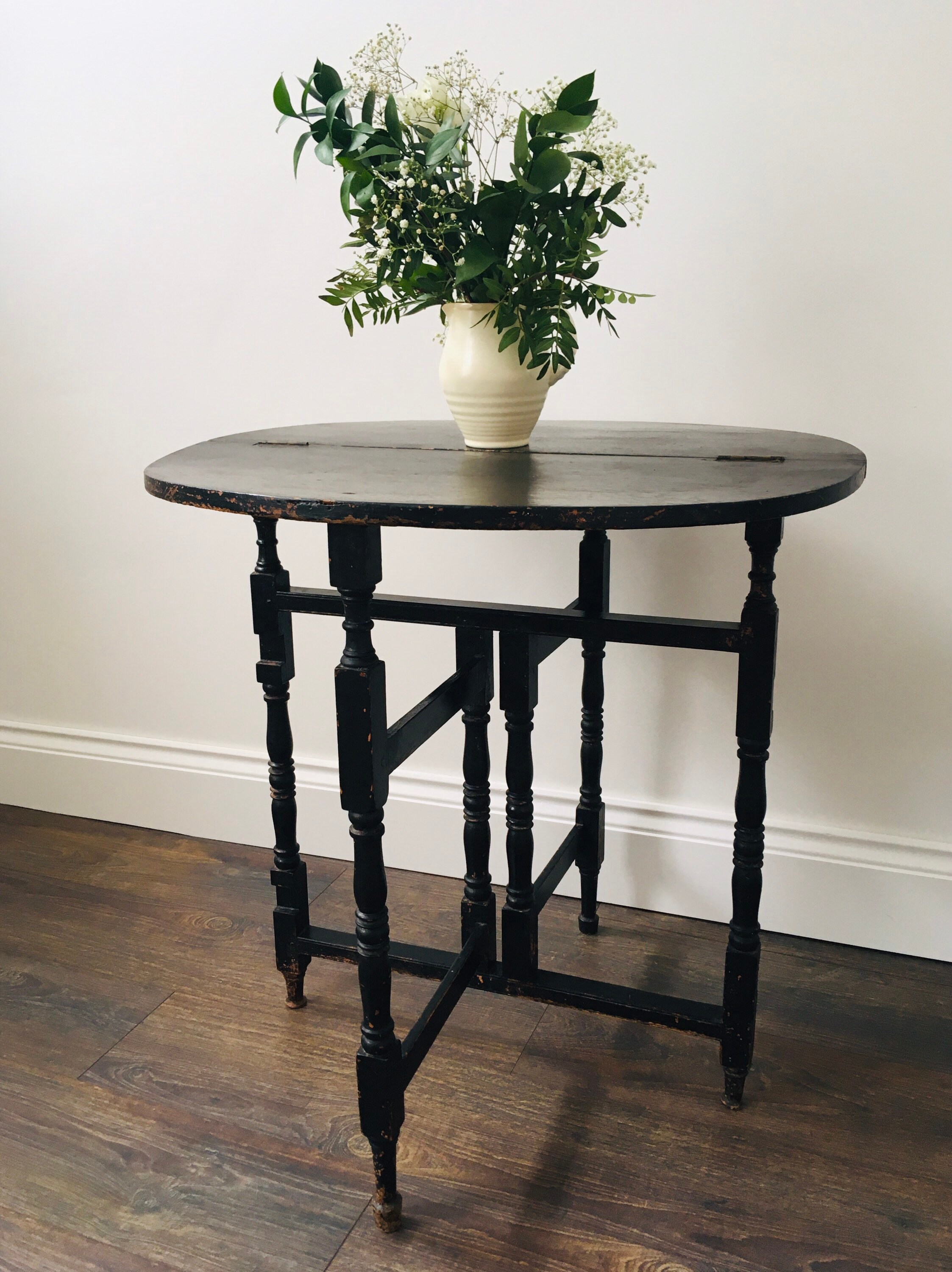 Antique folding gate leg table with original black paintwork Etsy