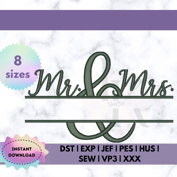 Mr & Mrs Machine Embroidery Design | Wedding Embroidery Designs | Husband and Wife Embroidery Patterns | Family name monogram Embroidery