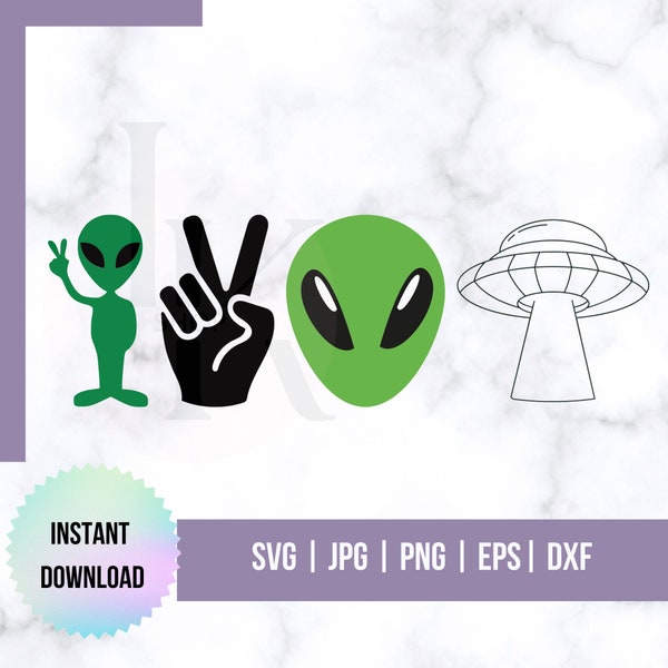 Alien SVG Bundle UFO PNG clipart Cut files for cricut