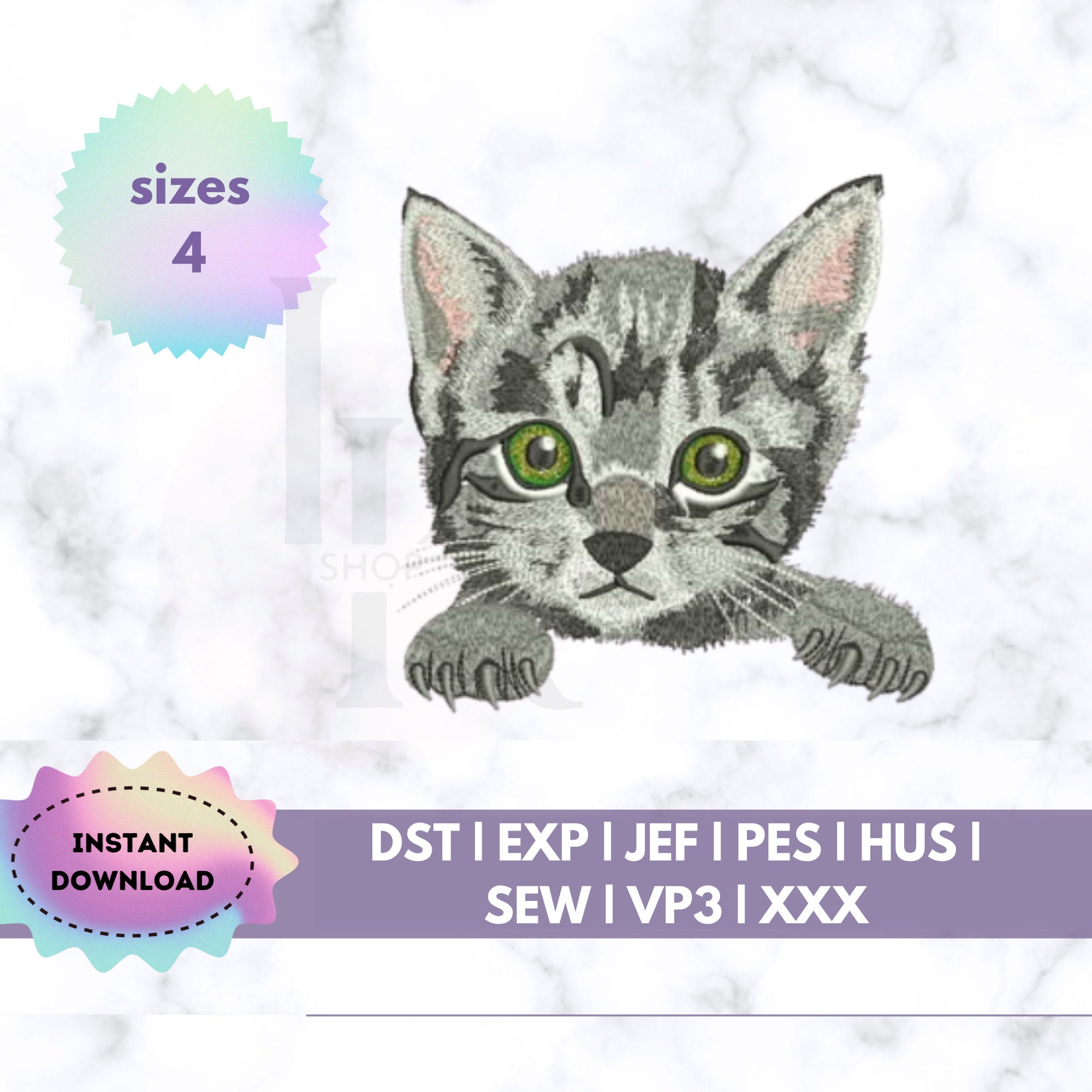 Kitten Embroidery Design | Cute Cat Machine Embroidery PES DST - Etsy