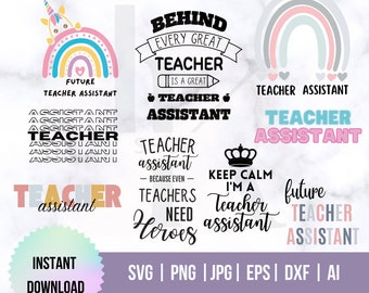 Teacher Assistant SVG Bundle | Back to School Teacher SVG PNG | Rainbow Teacherlife Quotes | Hero Teacher Print Sticker
