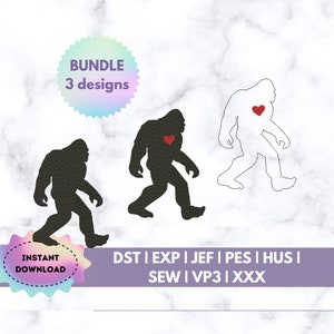Bigfoot Embroidery Bundle Sasquatch Big Foot Yeti Silhouette Embroidery Design PES & DST Digital files