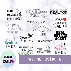 Realtor SVG Bundle, Real Estate Agent svg Bundle Funny Realtor Sayings Cut File