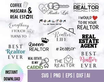 Realtor SVG Bundle, Real Estate Agent svg Bundle Funny Realtor Sayings Cut File