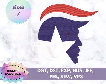 Donald Trump Maschinenstickerei-Design | Make America Great Again Muster | Wahlkampf-Stickerei | Sofortiger digitaler Download