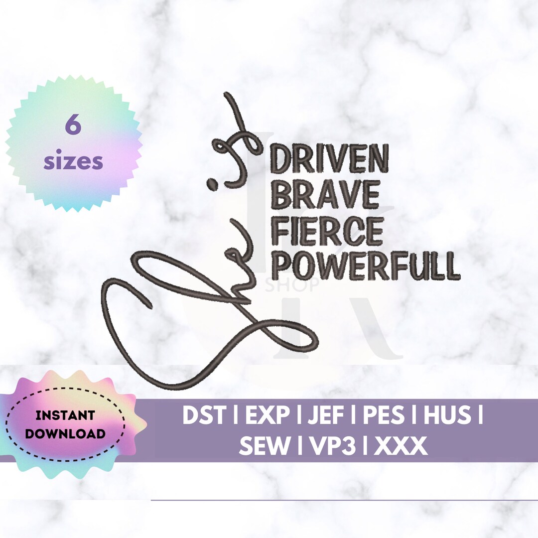 She is Fierce Word Art Embroidery Design | Inspirational Machine ...