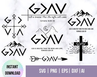 God is greater than the highs and lows SVG Bundle DXF file cut file god is grater jesus cross printable vector clip art