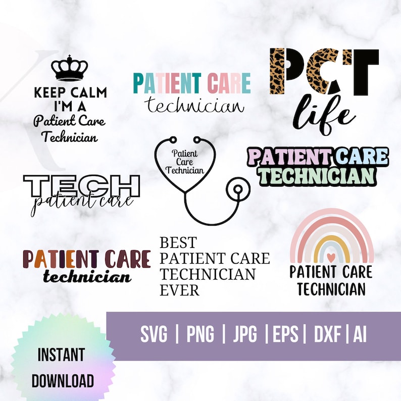 Patient Care Technician Svg Bundle, Patient Care Tech Svg, PCT Svg