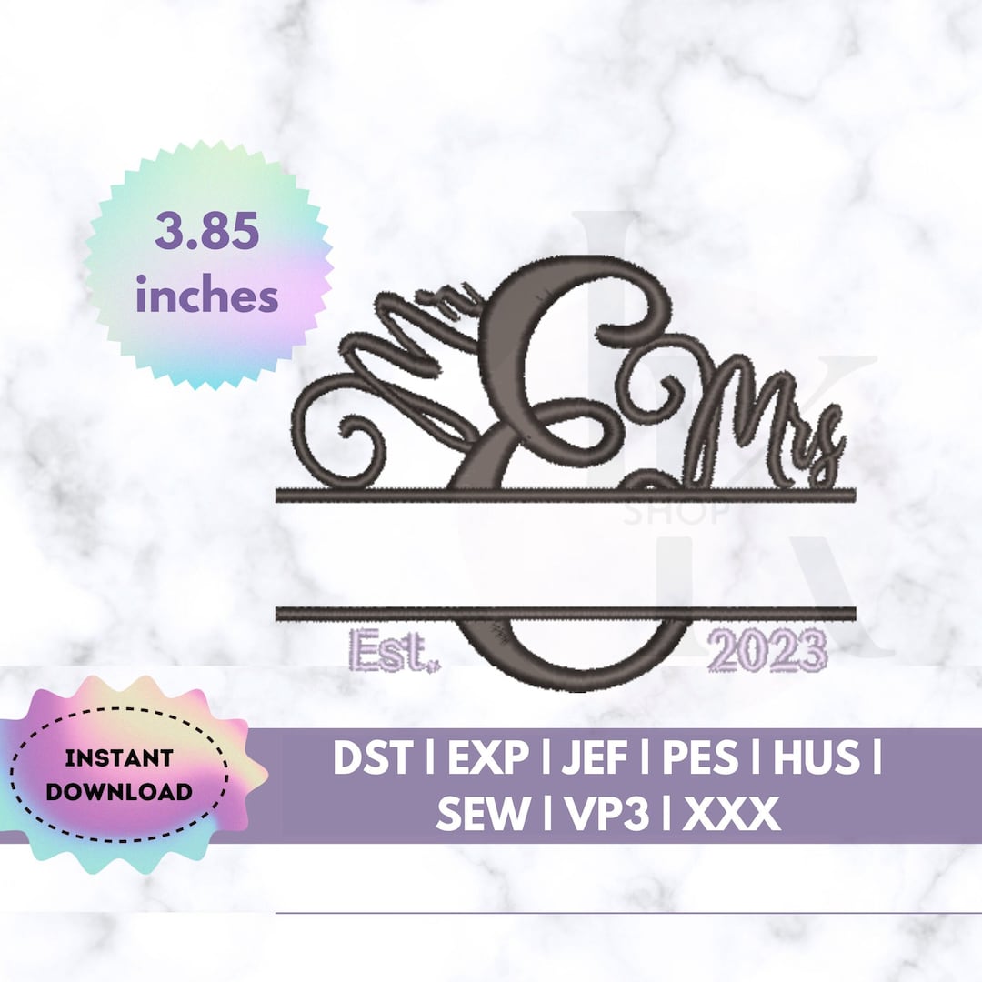 Mr & Mrs Split Machine Embroidery Design Family Embroidery Etsy