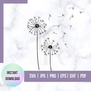 Dandelion SVG, PNG, EPS, Instant Download, Digital Download, Floral Clipart, Flower Silhouette Files for cricut